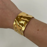 Sloane Gold Hammered Cuff Bangle - ILLUSIVE JEWELS USA