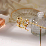 T Bar Gold Hoops - ILLUSIVE JEWELS USA