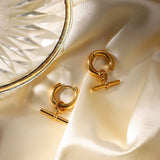 T Bar Gold Hoops - ILLUSIVE JEWELS USA
