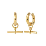 T Bar Gold Hoops - ILLUSIVE JEWELS USA