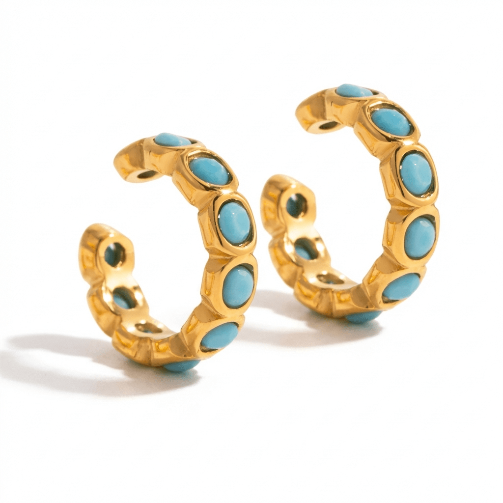 Talia Turquoise Hoops - ILLUSIVE JEWELS USA