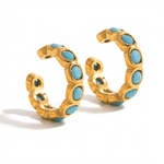 Talia Turquoise Hoops - ILLUSIVE JEWELS USA