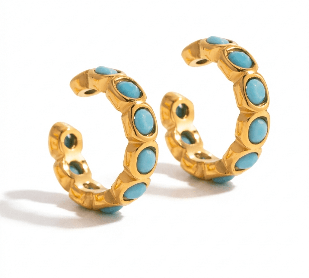 Talia Turquoise Hoops - ILLUSIVE JEWELS USA