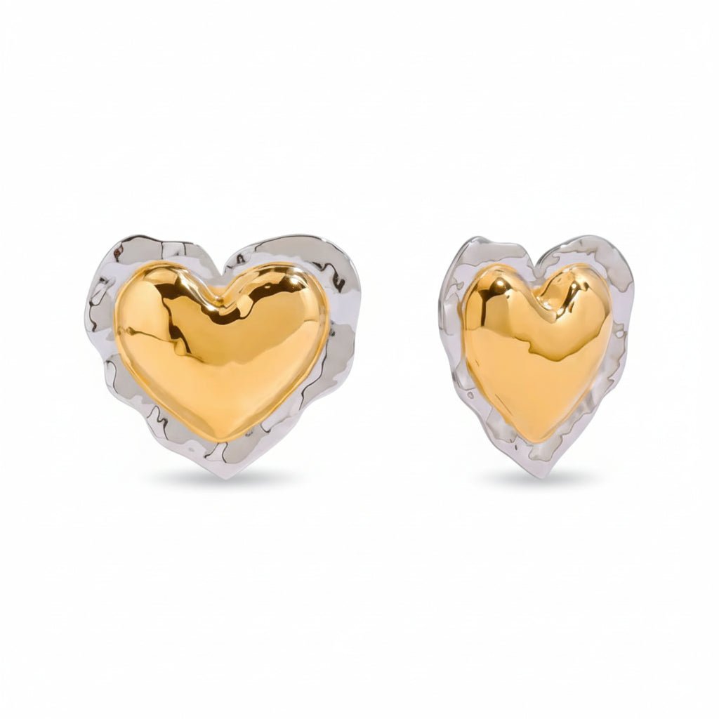 Thea Gold Heart Stud Earrings - ILLUSIVE JEWELS USA