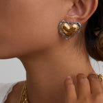 Thea Gold Heart Stud Earrings - ILLUSIVE JEWELS USA