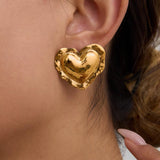 Thea Gold Heart Stud Earrings - ILLUSIVE JEWELS USA