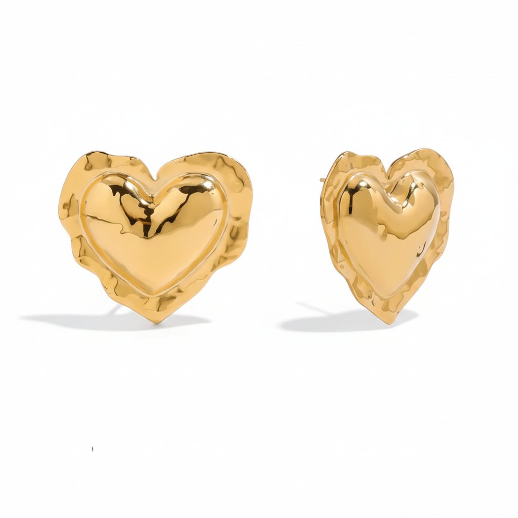 Thea Gold Heart Stud Earrings - ILLUSIVE JEWELS USA